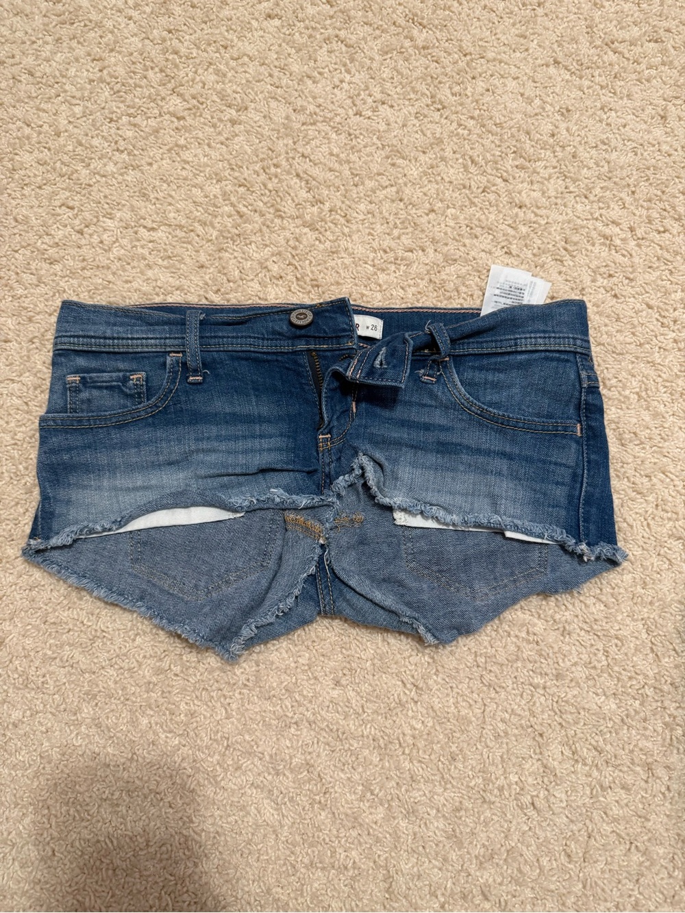 Hollister Distressed High-Waist Denim Cutoff Shorts - Blue